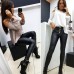 Стильные женские кожаные лосины 