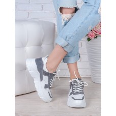 Кроссовки кожа в стиле Balenc!aga серые 6998-28