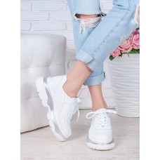 Кроссовки кожаные Balenc!aga белые 7001-28